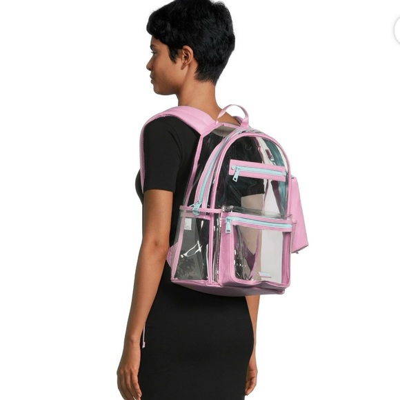 MADDEN NYC Pink Transparent Clear Backpack - Picture 1 of 6